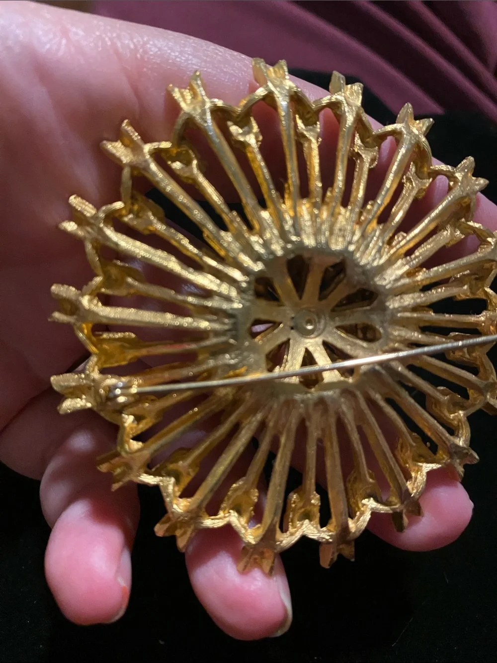 Gold tone Sunburst Arrow Brooch